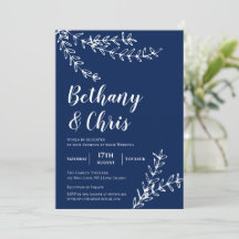 Elegante Navy Blue Foliage Minimalistisch Hochzeit