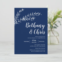 Elegante Navy Blue Foliage Minimalistisch Hochzeit