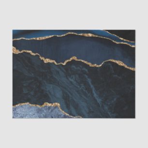 Elegante Navy Blue Gold Glitzer Marmor Seidenpapier