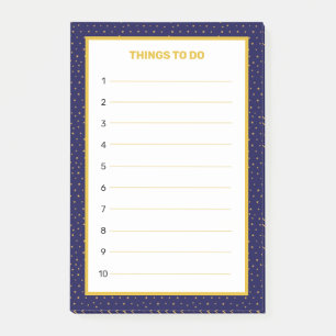 Elegante Navy Blue & Golden Editable Dinge zu tun Post-it Klebezettel