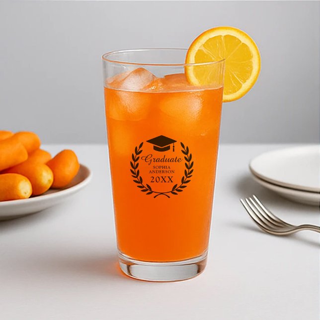 Elegante Navy Blue Individuelle Name Graduation Pa Glas (Von Creator hochgeladen)