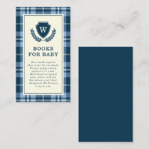 Elegante Navy Blue Kariert Monogram Books for Baby