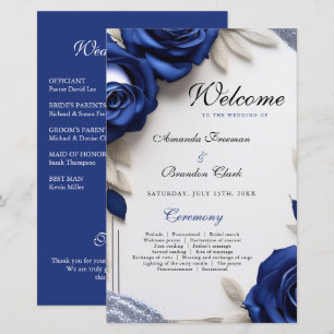 Elegante Navy Blue Rose & Silver Glitzer Hochzeit