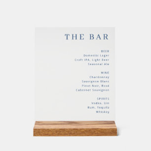 Elegante Navy-Blue-Serif-Bar-Speisekarte Acrylschild