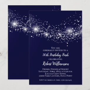 Elegante Navy Blue Sky und Stars Birthday Einladung
