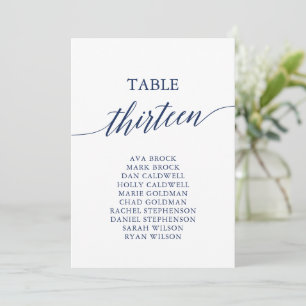 Elegante Navy Blue Tischnummer 13 Seating Chart