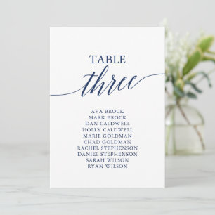Elegante Navy Blue Tischnummer 3 Seating Chart