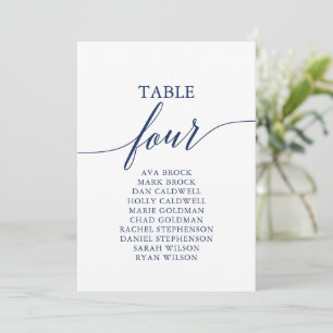 Elegante Navy Blue Tischnummer 4 Seating Chart