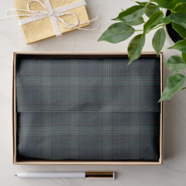 Elegante Navy Blue und Green Karierte Weihnachten Seidenpapier (Geschenk)