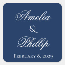 Elegante Navy Blue und White Wedding Stickers