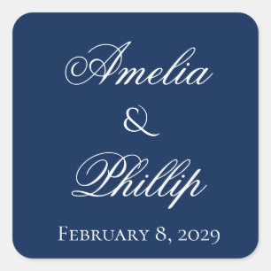 Elegante Navy Blue und White Wedding Stickers