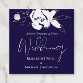 Elegante Navy Blue White Gold Hochzeit Geschenkanhänger