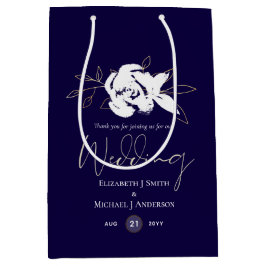 Elegante Navy Blue White Gold Hochzeit Mittlere Geschenktüte