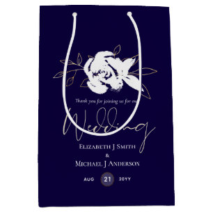 Elegante Navy Blue White Gold Hochzeit Mittlere Geschenktüte