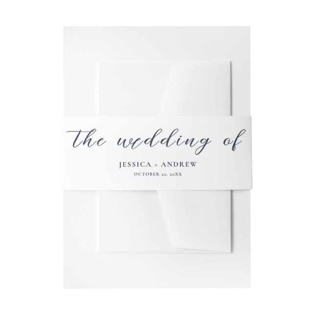 Elegante Navy Blue & White Simple Wedding Einladungsbanderole (Vorderseite Beispiel)