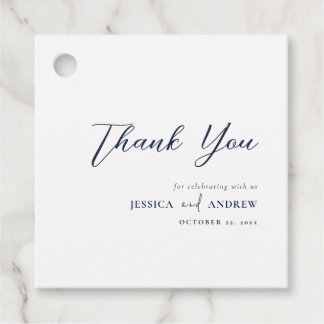 Elegante Navy Blue & White Simple Wedding Geschenkanhänger