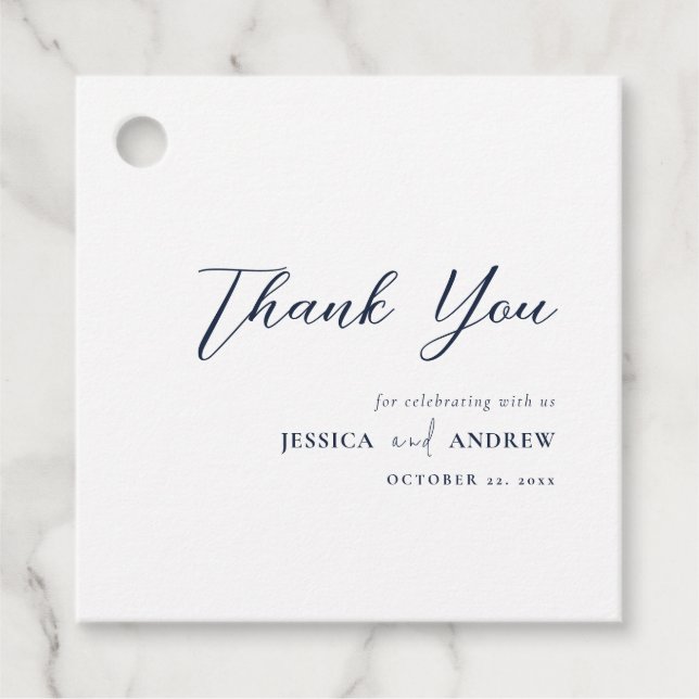 Elegante Navy Blue & White Simple Wedding Geschenkanhänger (Vorderseite)