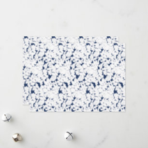 Elegante Navy-Blumen-Weihnachtskarte Blau-Weiß Feiertagskarte