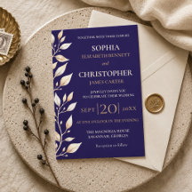 Elegante Navy Botanische Rand Hochzeit