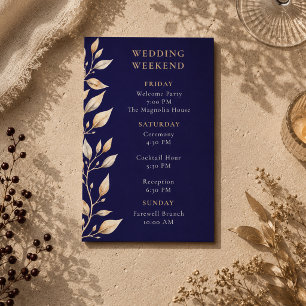 Elegante Navy Botanische Umrandung Hochzeit Begleitkarte
