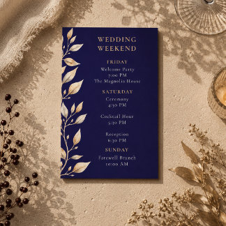 Elegante Navy Botanische Umrandung Hochzeit Begleitkarte