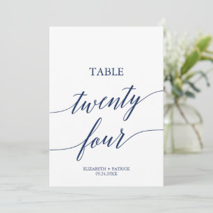 Elegante Navy Calligrafy Table 24 Tischnummer