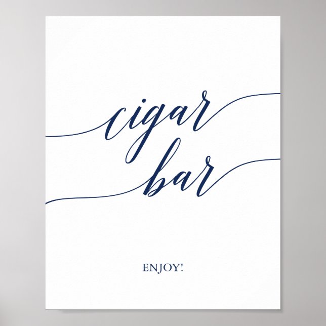 Elegante Navy Calligraphy Cigar Bar Sign Poster (Vorne)