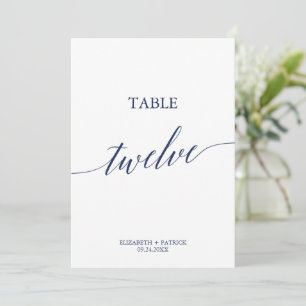 Elegante Navy Calligraphy Table 12 Tischnummern