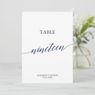 Elegante Navy Calligraphy Table 19 Tischnummer