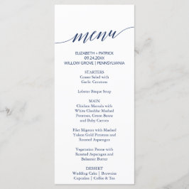 Elegante Navy Calligraphy Wedding Dinner Menu Card Menükarte