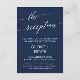 Elegante Navy Calligraphy Wedding Reception Card Einladung