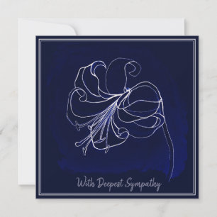 Elegante Navy Dark Blue & White Lily Sympathy Card