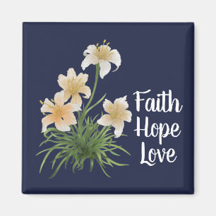 Elegante Navy Faith Hope Liebe Lily Blume Oster Magnet