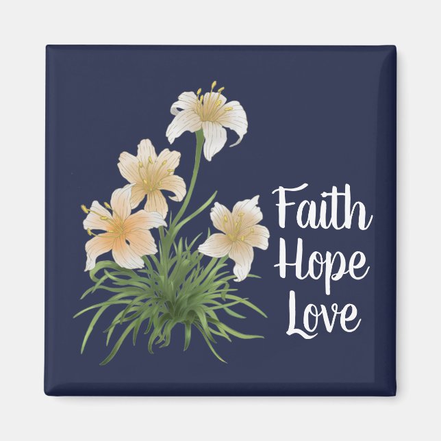 Elegante Navy Faith Hope Liebe Lily Blume Oster Magnet (Vorne)