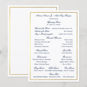Elegante Navy-Faux-Gold-Rahmen Hochzeitsgesellscha Einladung