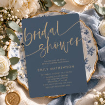Elegante Navy-Faux-Gold-Typografie-Brautparty