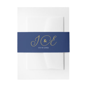 Elegante Navy-Gelb-Gold-Hochzeits-Einladungssuite Einladungsbanderole