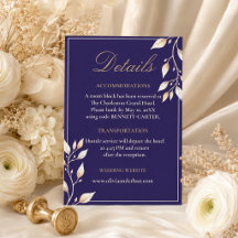Elegante Navy-Gold-Botanical-Hochzeitsdetails