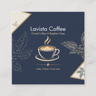 Elegante Navy-Gold-Café-Dankeschön-Postkarte Quadratische Visitenkarte