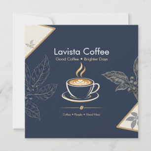 Elegante Navy-Gold-Café-Dankeskarten-Postkarte