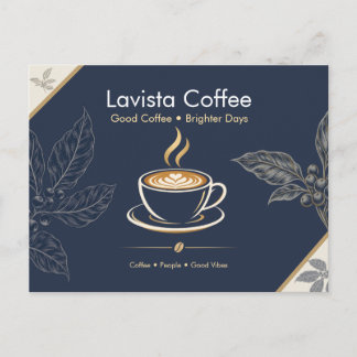 Elegante Navy-Gold-Café-Dankeskarten-Postkarte Ankündigungspostkarte