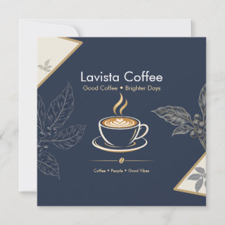 Elegante Navy-Gold-Café-Dankeskarten-Postkarte Feiertagskarte