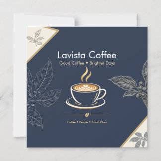 Elegante Navy-Gold-Café-Dankeskarten-Postkarte Magneteinladung