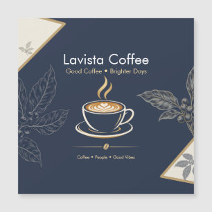 Elegante Navy-Gold-Café-Dankeskarten-Postkarte Magnetkarte