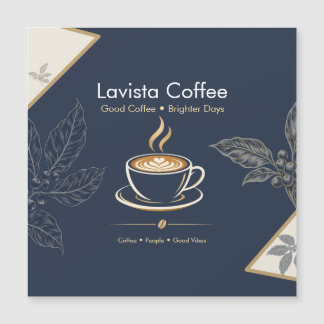 Elegante Navy-Gold-Café-Dankeskarten-Postkarte Magnetkarte