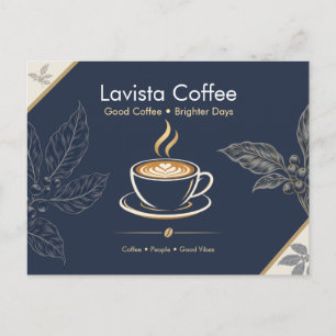 Elegante Navy-Gold-Café-Dankeskarten-Postkarte Postkarte
