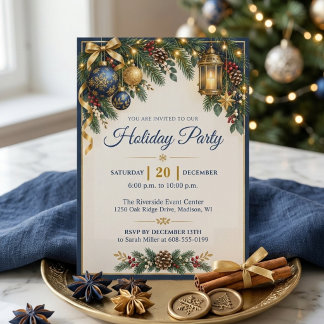 Elegante Navy-Gold-Feiertagsparty-Einladung Einladung