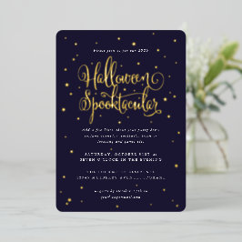 Elegante Navy/Gold Halloween Spooktacular + Sterne Folieneinladung