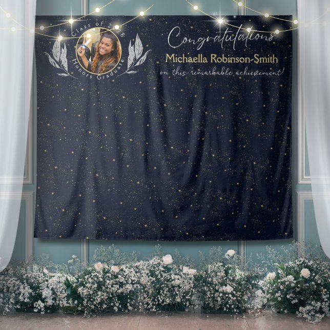 Elegante Navy Gold Herzlichen Glückwunsch Graduati Wandteppich (Von Creator hochgeladen)