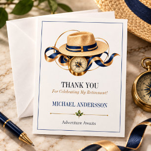 Elegante Navy-Gold-Reise-Rentner-Würdigung Dankeskarte